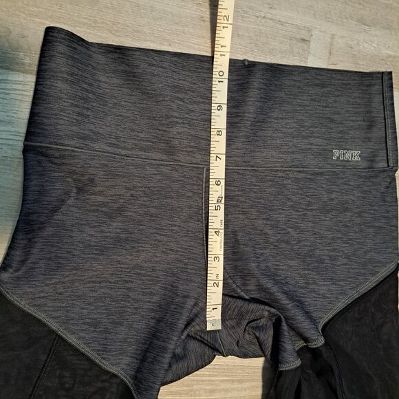 PINK Victoria Secret Bonded Leggings Black Medium Mesh Detail Peach 170/72A - Picture 9 of 12